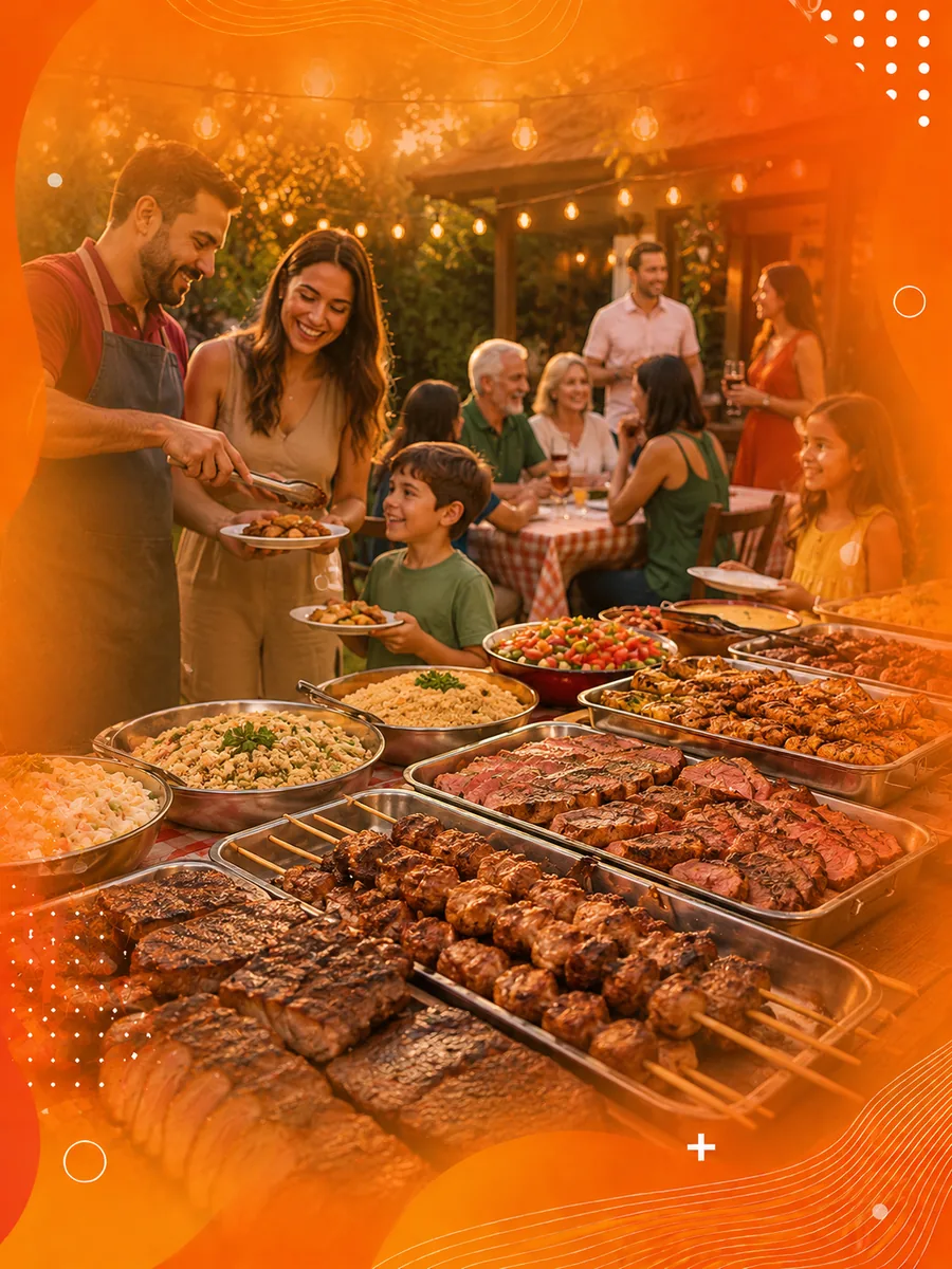 Buffet para eventos em Cubatão com churrasco, carnes e acompanhamentos